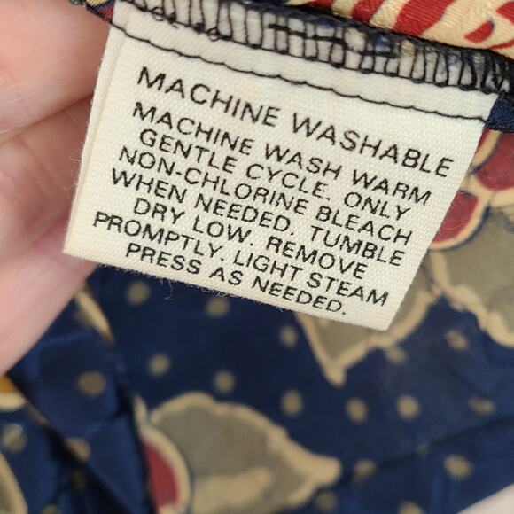 Vintage Pendleton navy maroon ochre floral long sleeve blouse 16 - Picture 7 of 7